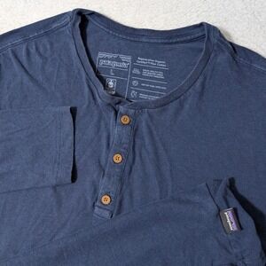 Patagonia Henley Men L Navy Blue L/S Organic Cotton 52020 Lightweight